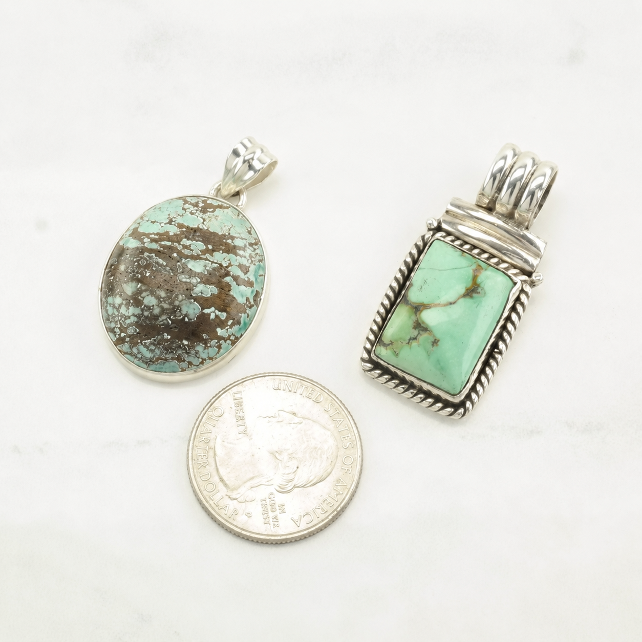 Vintage Southwest Turquoise Sterling Silver Pendant P2217