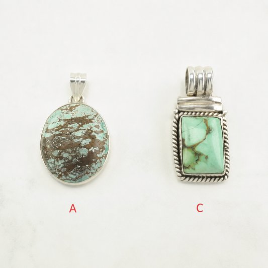 Vintage Southwest Turquoise Sterling Silver Pendant P2217
