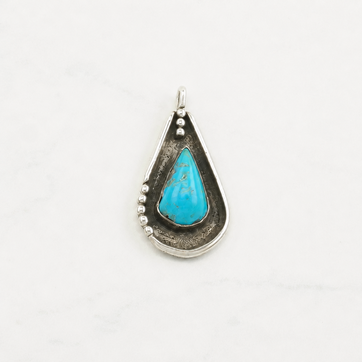Vintage Native American Turquoise Sterling Silver Pendant P2233