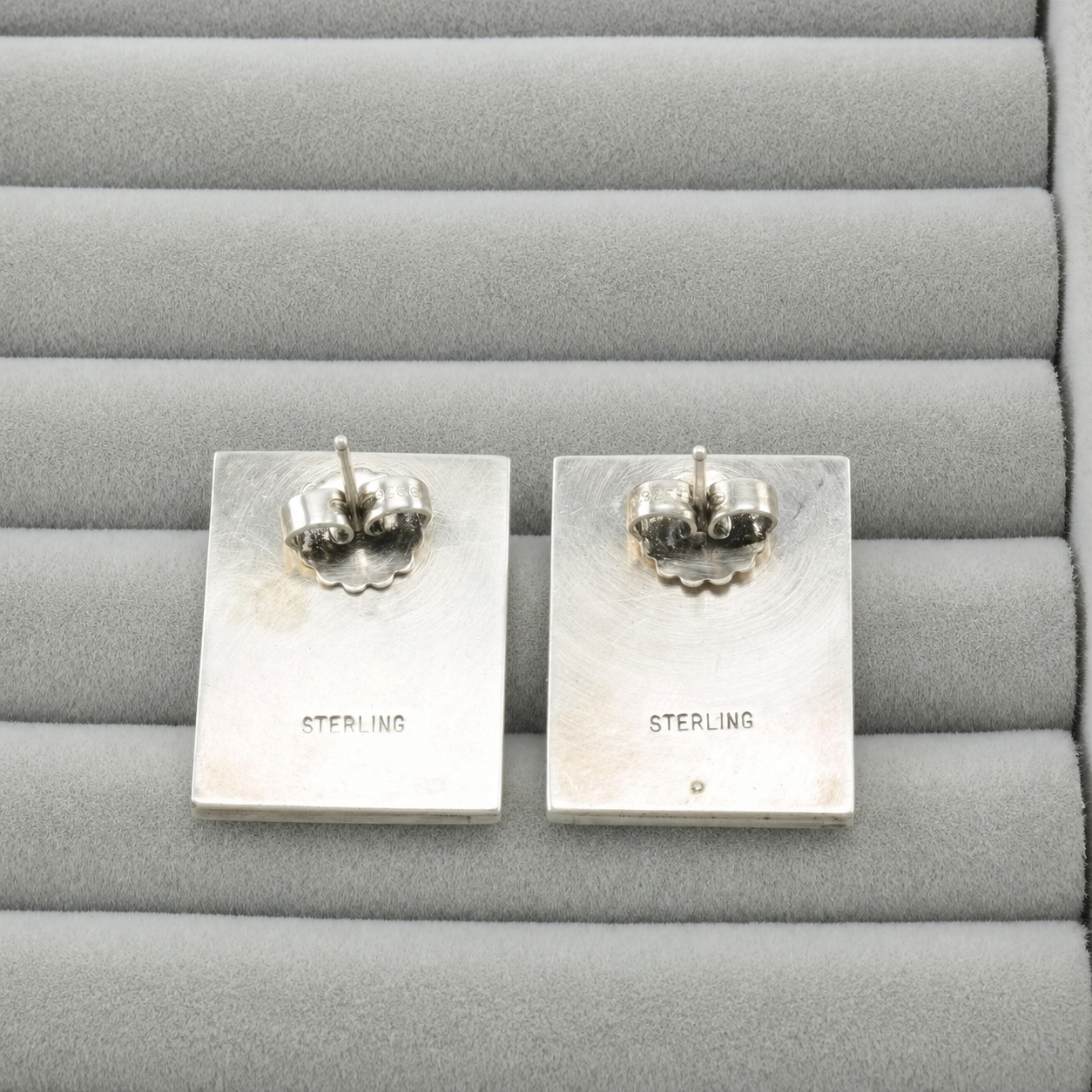 Vintage Native American Inlay Stud Earrings Sterling Silver Turquoise Spiny Oyster Lapis ER2785