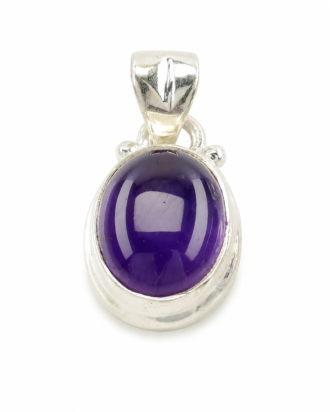 Choice of Vintage Modernist Amethyst Oval Sterling Silver Pendant P2012