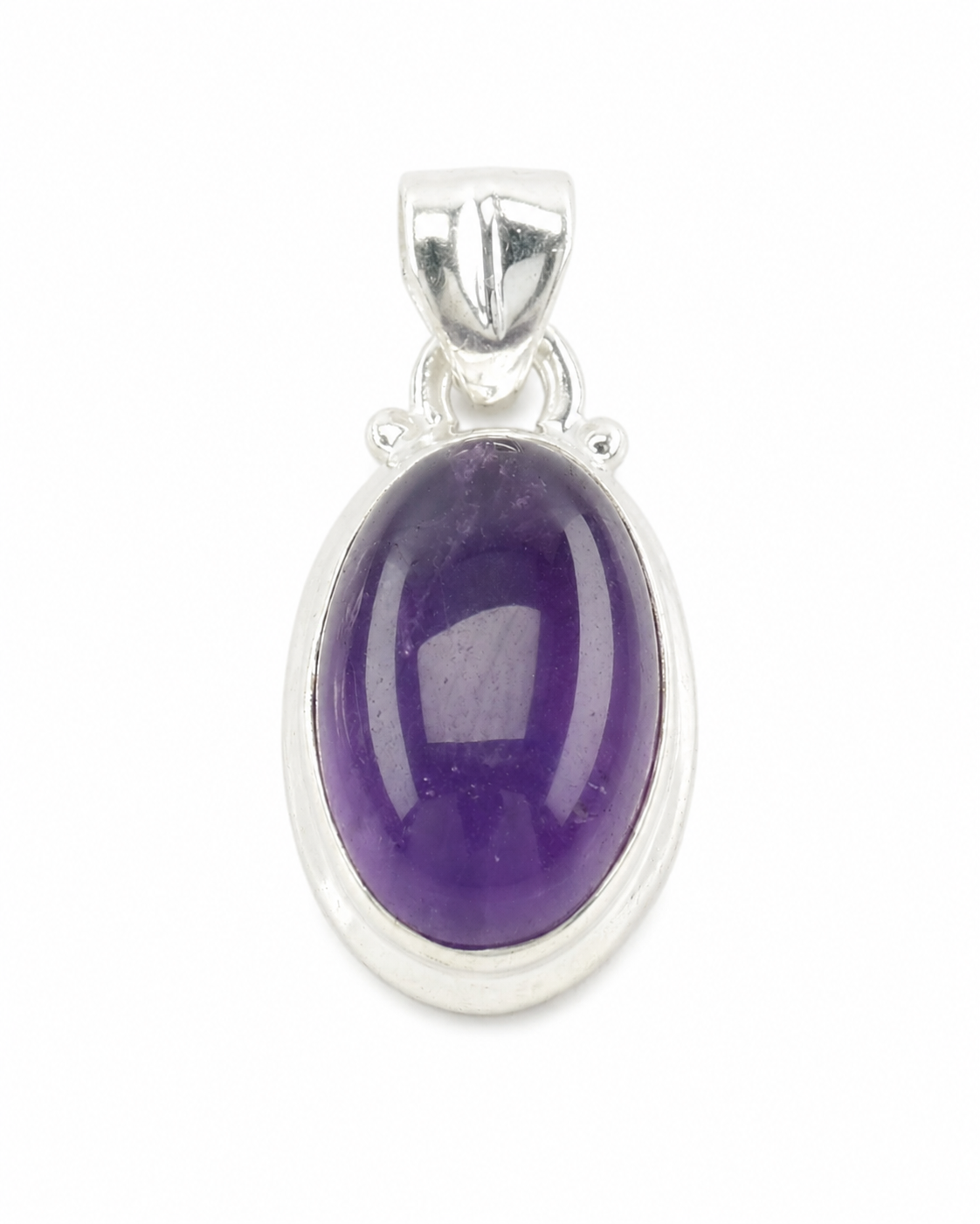Choice of Vintage Modernist Amethyst Oval Sterling Silver Pendant P2012
