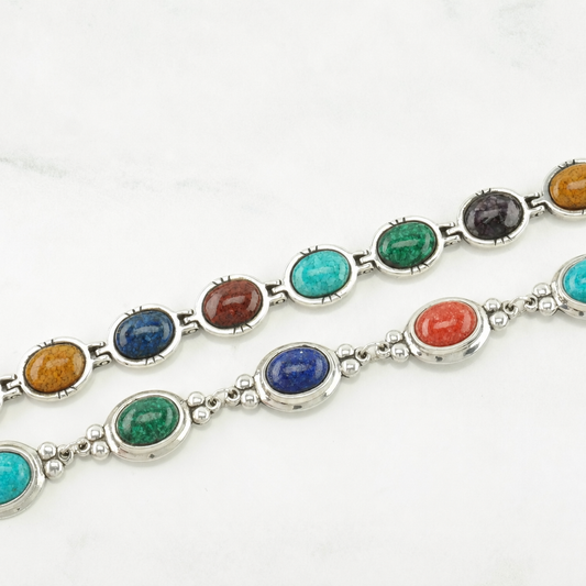 Choice of Sterling Silver Link Bracelet Lapis Lazuli Multi Stone BR2559