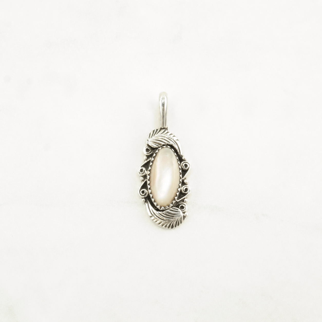 Vintage MOP Inlay Sterling Silver Pendant P2454