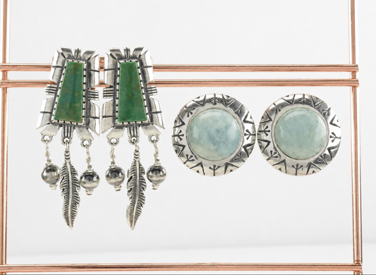 Choice of Carolyn Pollack Sterling Silver Turquoise, Feather, Stamped Earrings Dangle, Stud ER2168