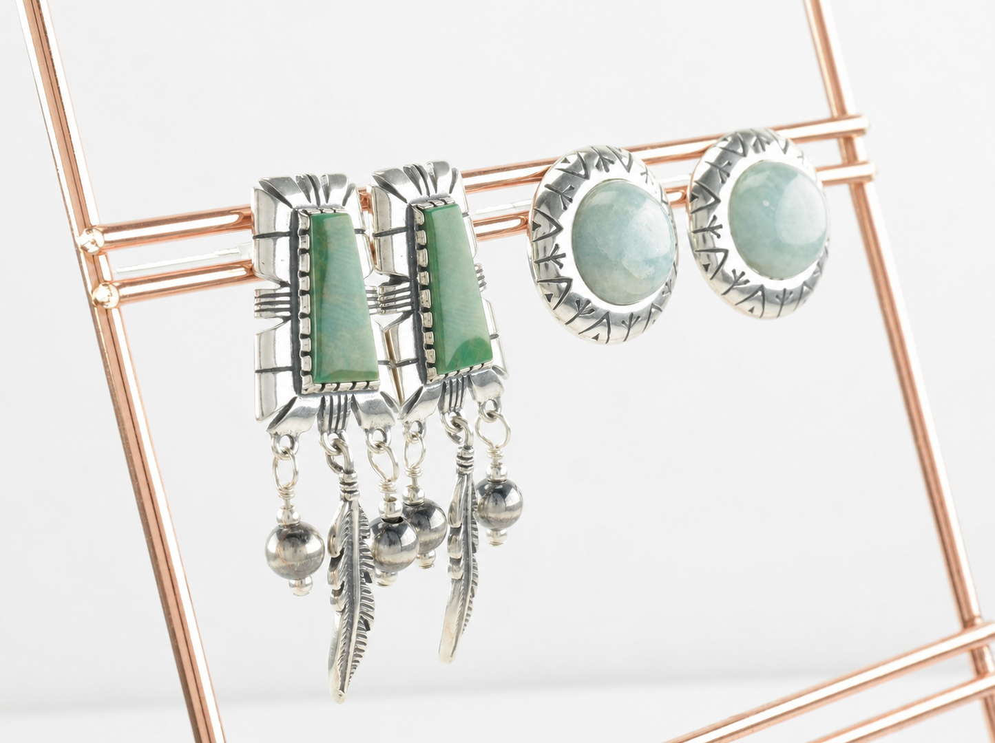 Choice of Carolyn Pollack Sterling Silver Turquoise, Feather, Stamped Earrings Dangle, Stud ER2168
