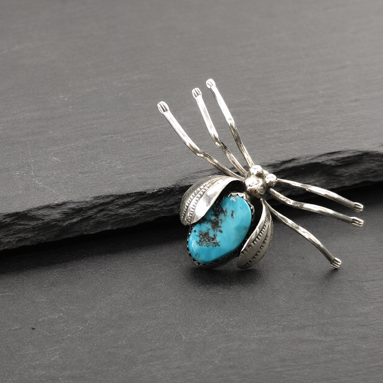 Turquoise Inlay Pin, Native American Sterling Silver B2023