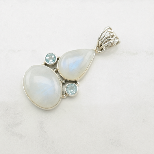 Vintage Moonstone, Topaz Sterling Silver Pendant P2263