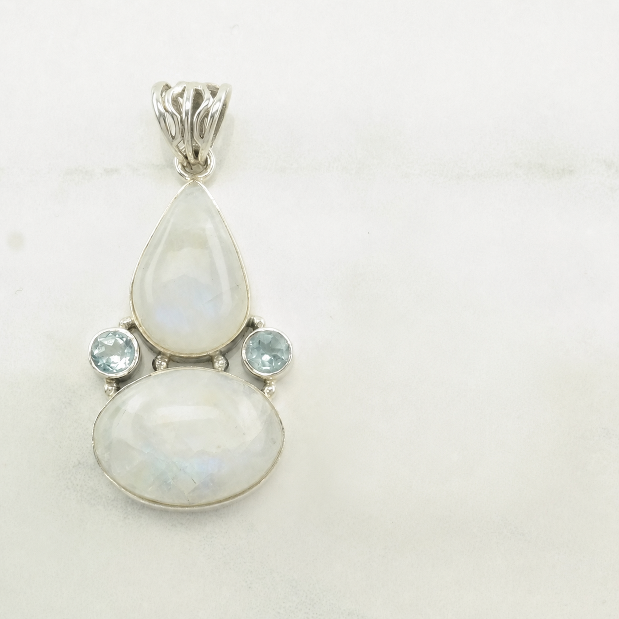 Vintage Moonstone, Topaz Sterling Silver Pendant P2263
