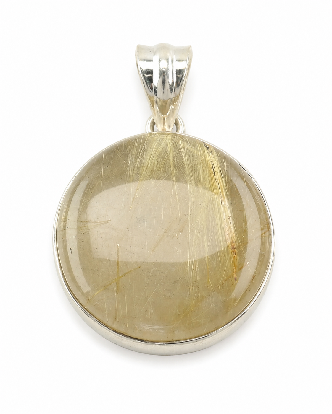Choice of Vintage Modernist Rutile Quartz Sterling Silver Pendant P2008