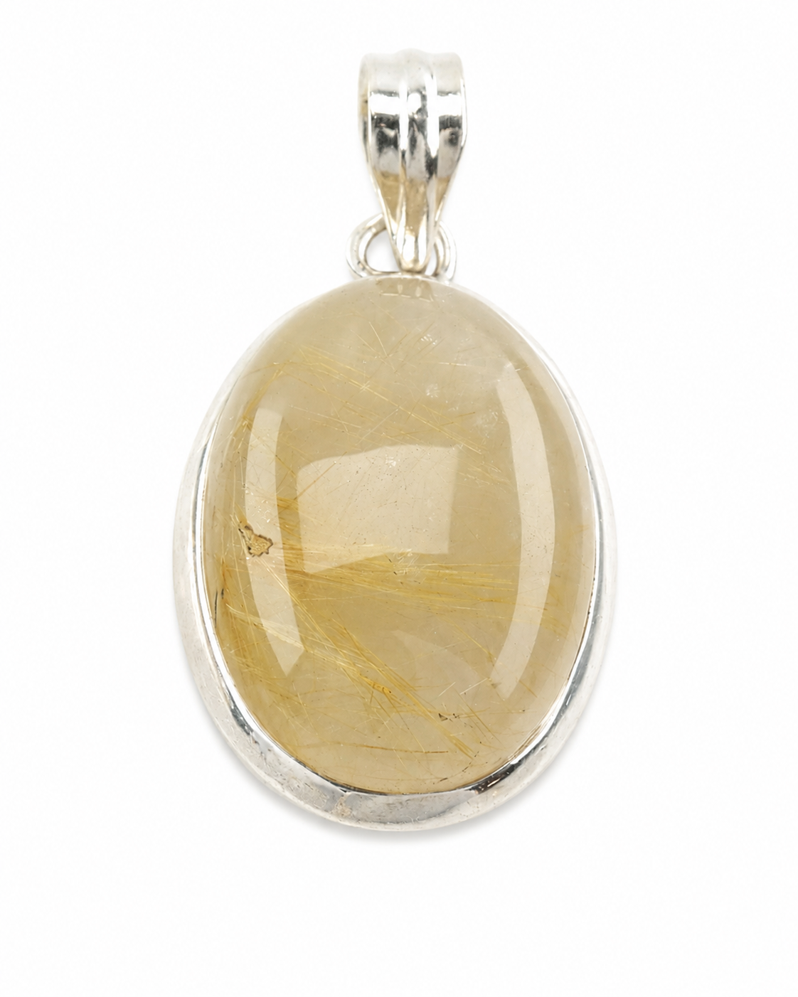 Choice of Vintage Modernist Rutile Quartz Sterling Silver Pendant P2008