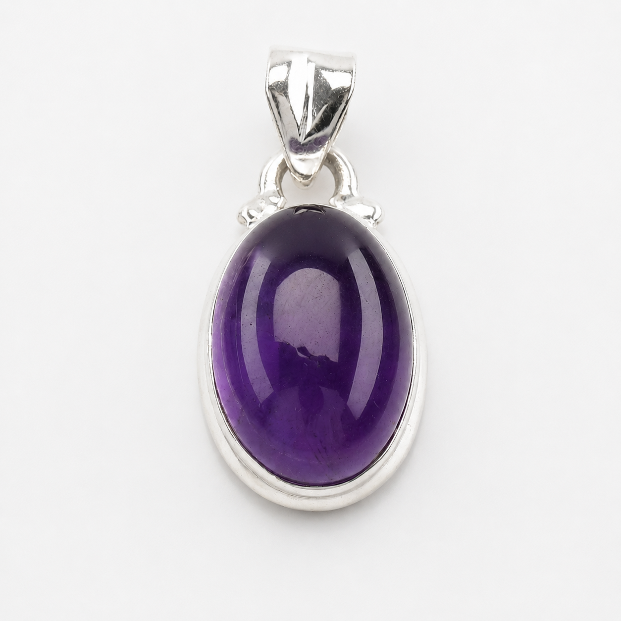 Choice of Vintage Modernist Amethyst Oval Sterling Silver Pendant P2013
