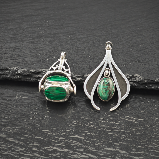 Choice of Green Stone Pendant Sterling Silver P2798