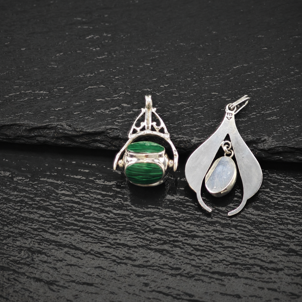 Choice of Green Stone Pendant Sterling Silver P2798
