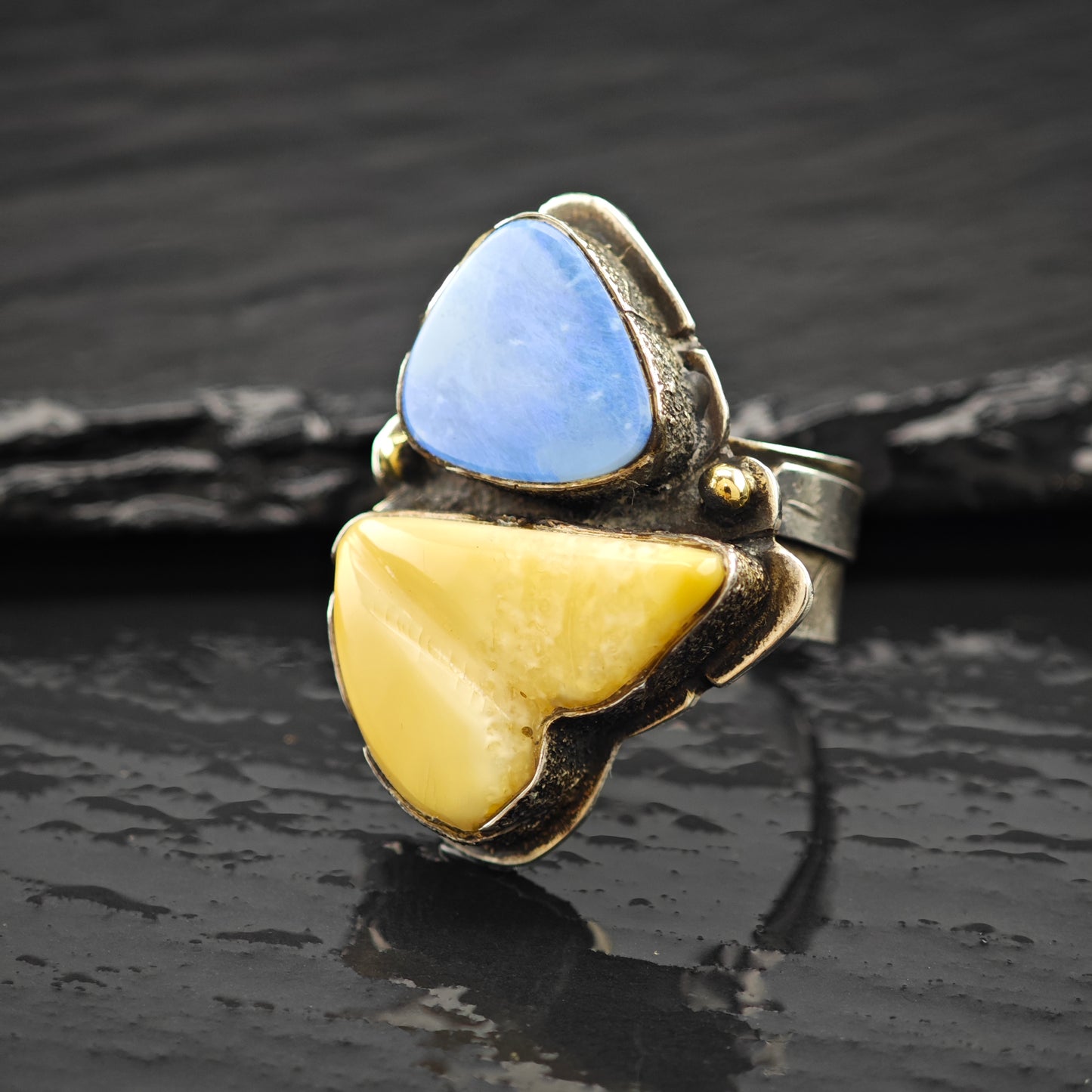 Jolene Eustace Gemstone 18K Gold Accent Ring Sterling Silver Sz 7 R6254