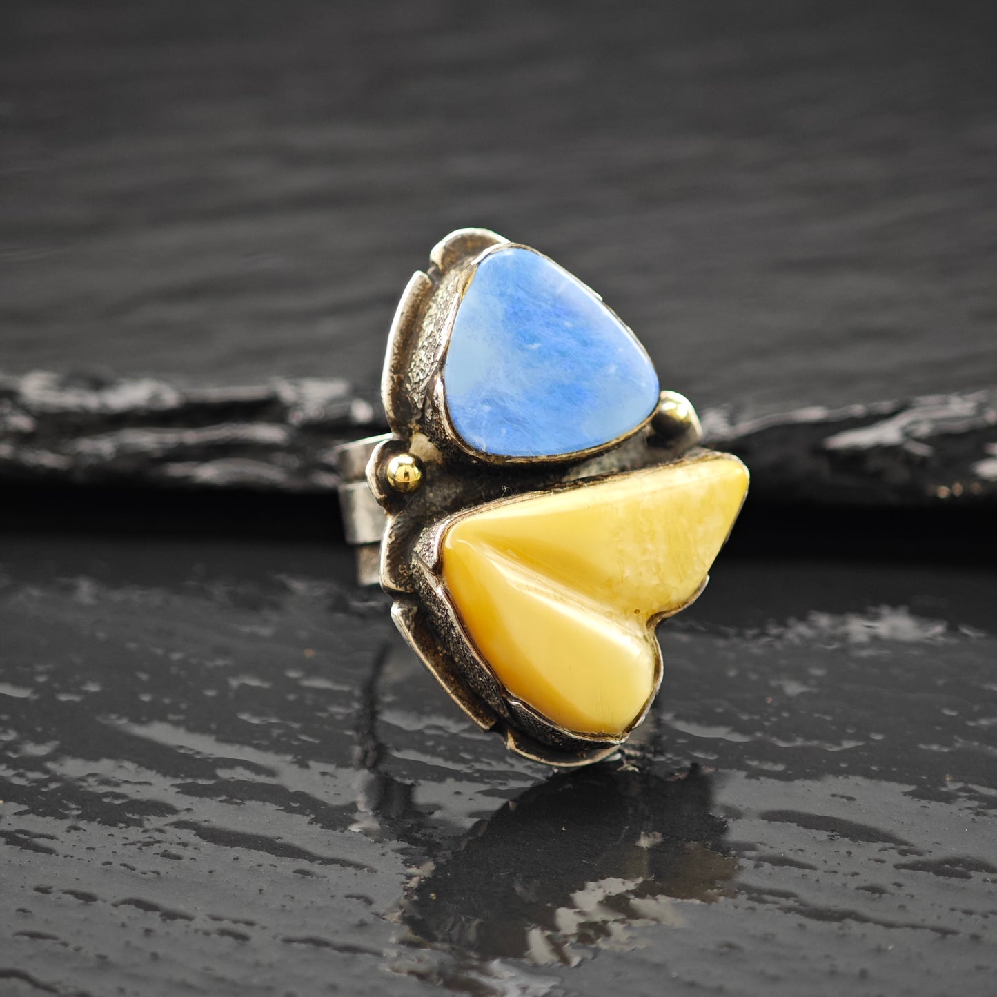 Jolene Eustace Gemstone 18K Gold Accent Ring Sterling Silver Sz 7 R6254