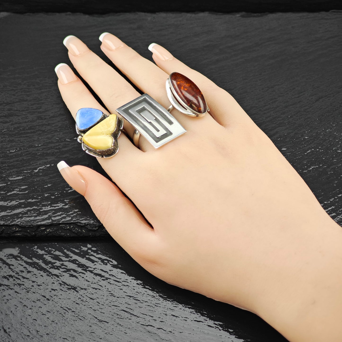 Jolene Eustace Gemstone 18K Gold Accent Ring Sterling Silver Sz 7 R6254