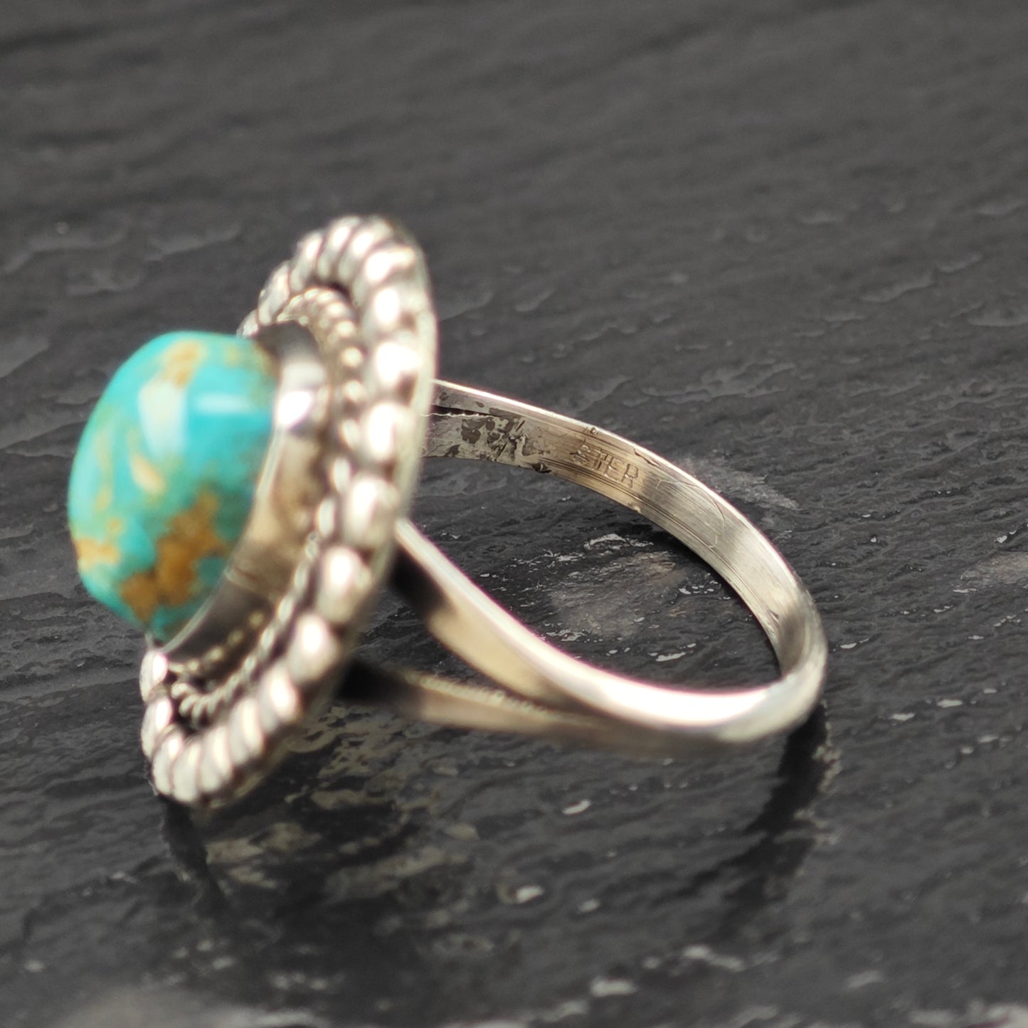 Turquoise Sw Ring Sterling Silver Sz 8.5 R6257