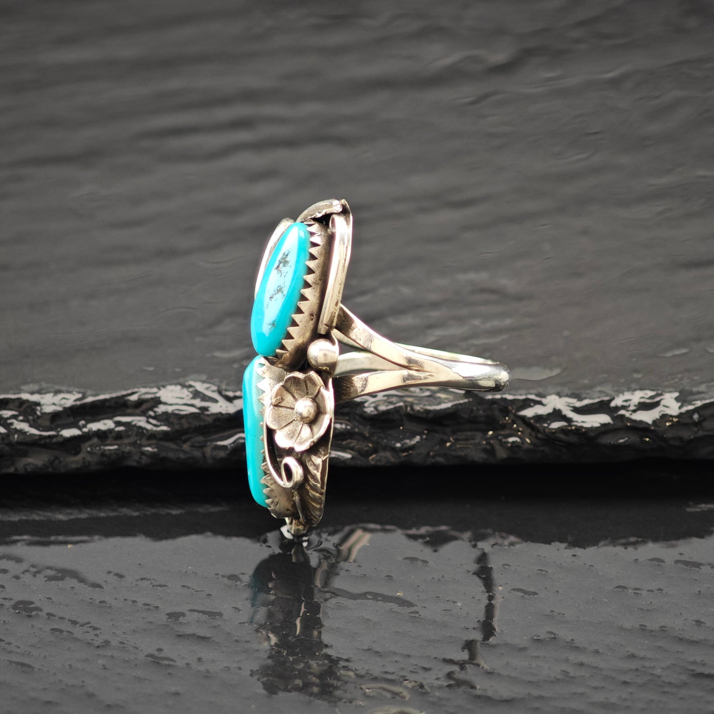 Turquoise Native American Ring Sterling Silver Sz 6 R6258
