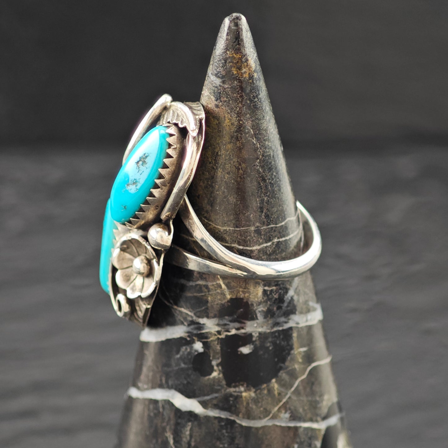Turquoise Native American Ring Sterling Silver Sz 6 R6258