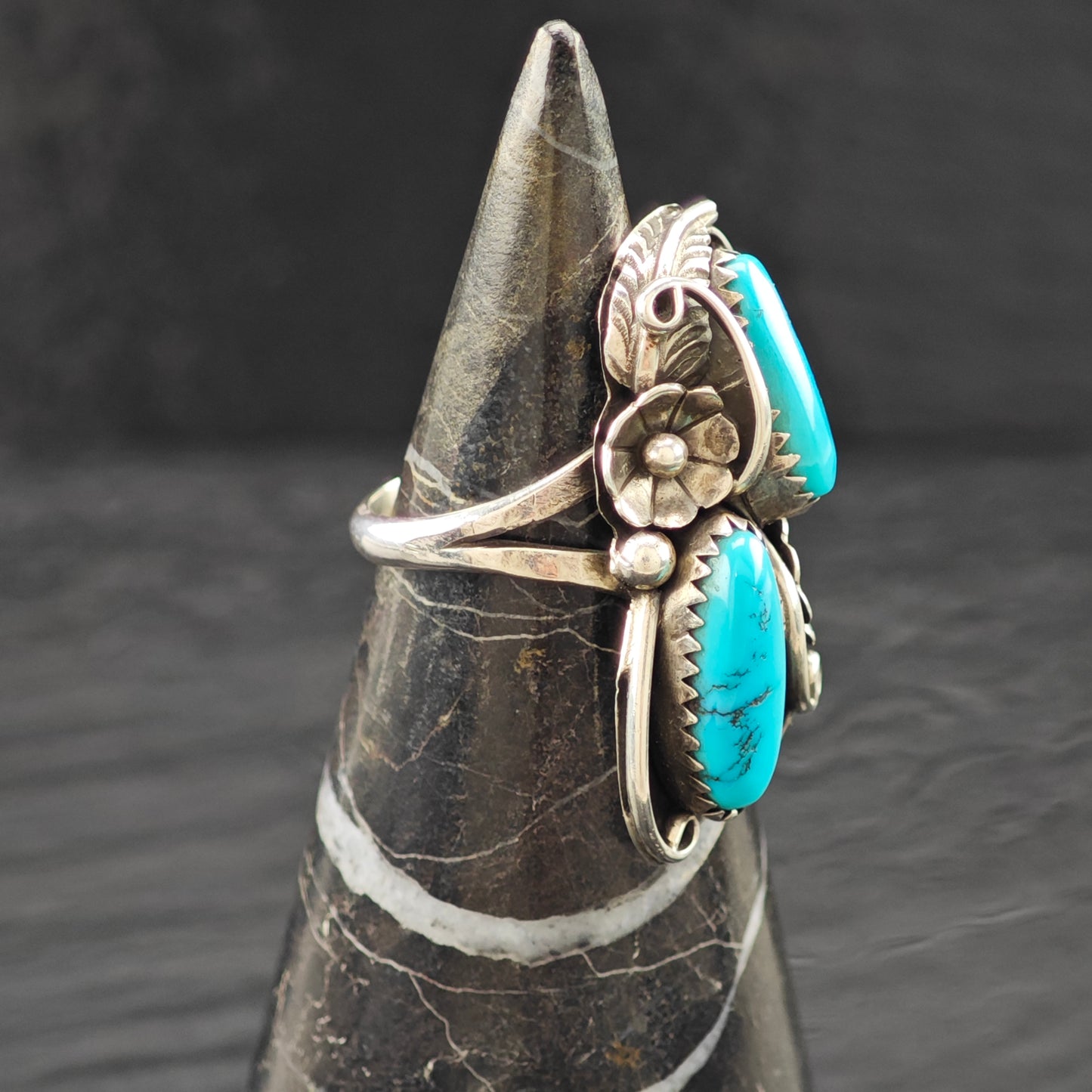 Turquoise Native American Ring Sterling Silver Sz 6 R6258