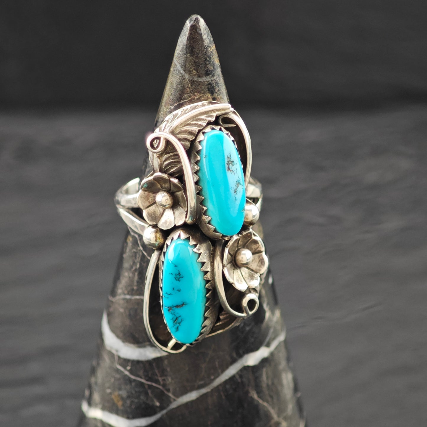 Turquoise Native American Ring Sterling Silver Sz 6 R6258