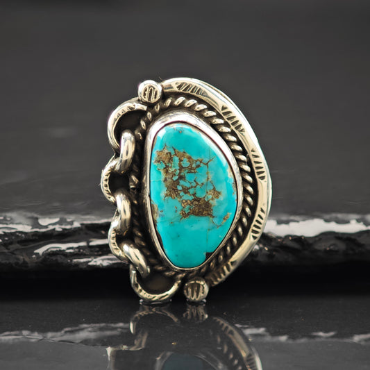 Turquise Native American Ring Sterling Silver Sz 6 R6260