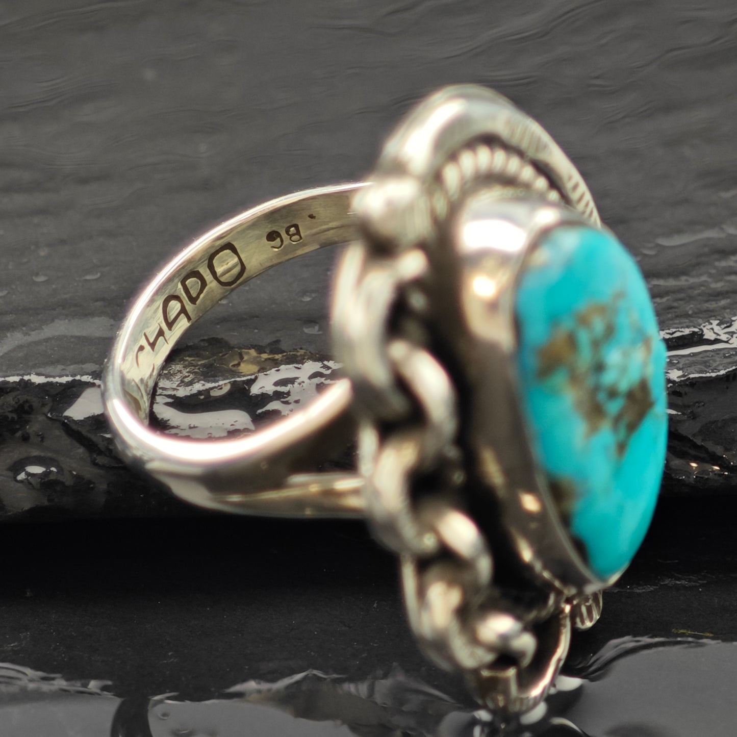 Turquise Native American Ring Sterling Silver Sz 6 R6260