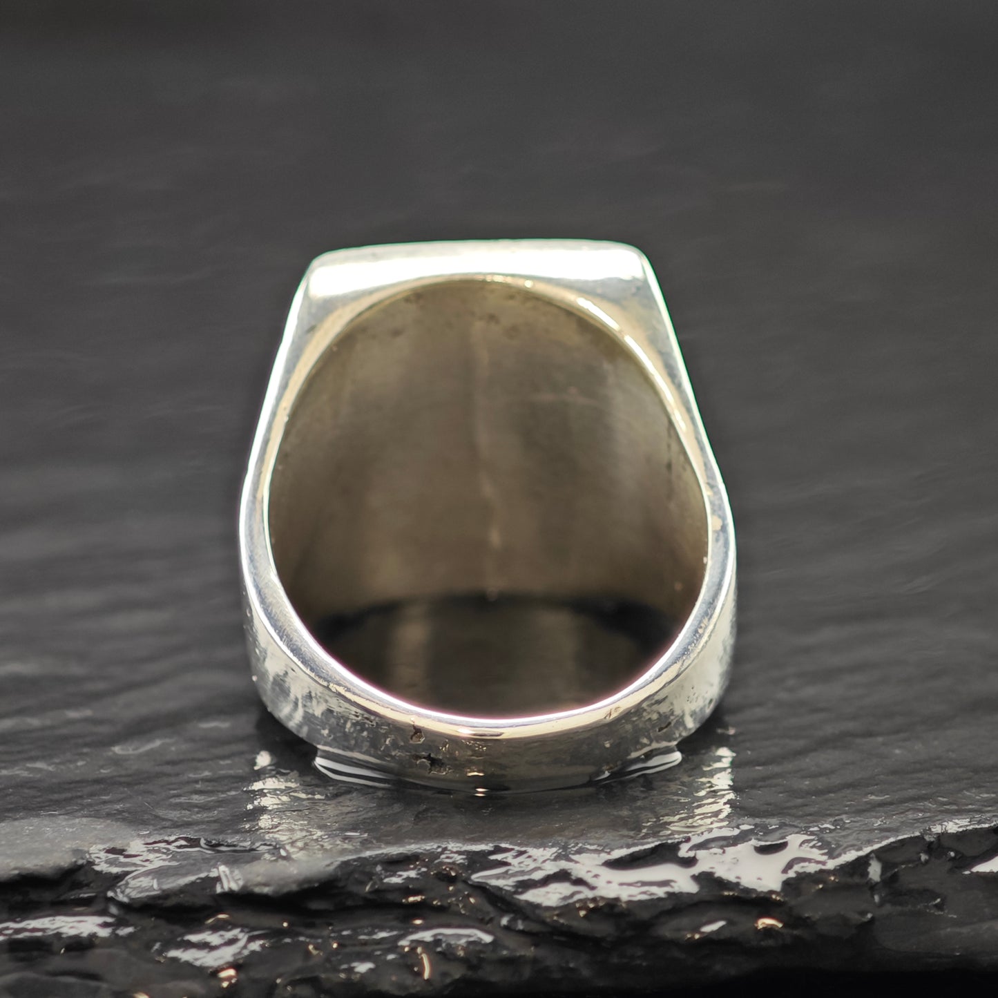 Turquoise and Onyx Inlay Ring Sterling Silver Sz 9 R6263