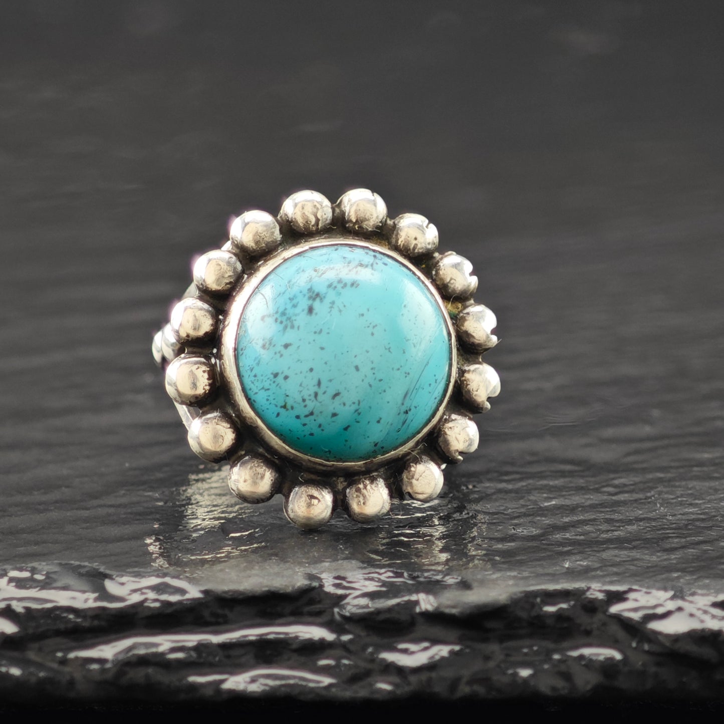 Hubbell Glass Southwestern Ring Sterling Silver Sz 5 1/2 R6266
