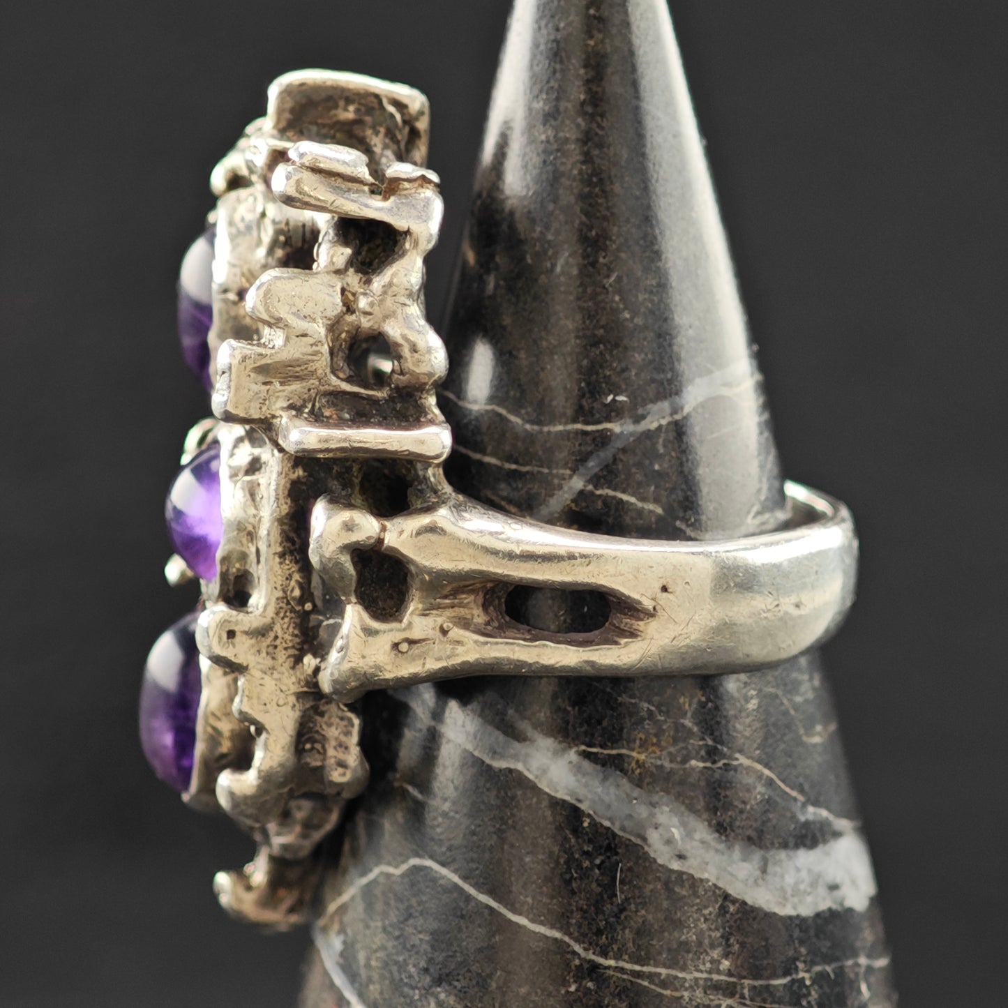 Brutalist Amethyst Ring Sterling Silver Sz 8 R6273