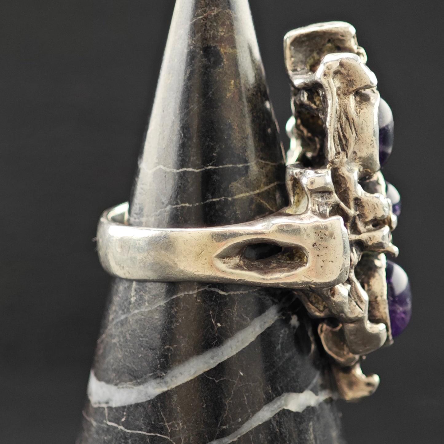 Brutalist Amethyst Ring Sterling Silver Sz 8 R6273