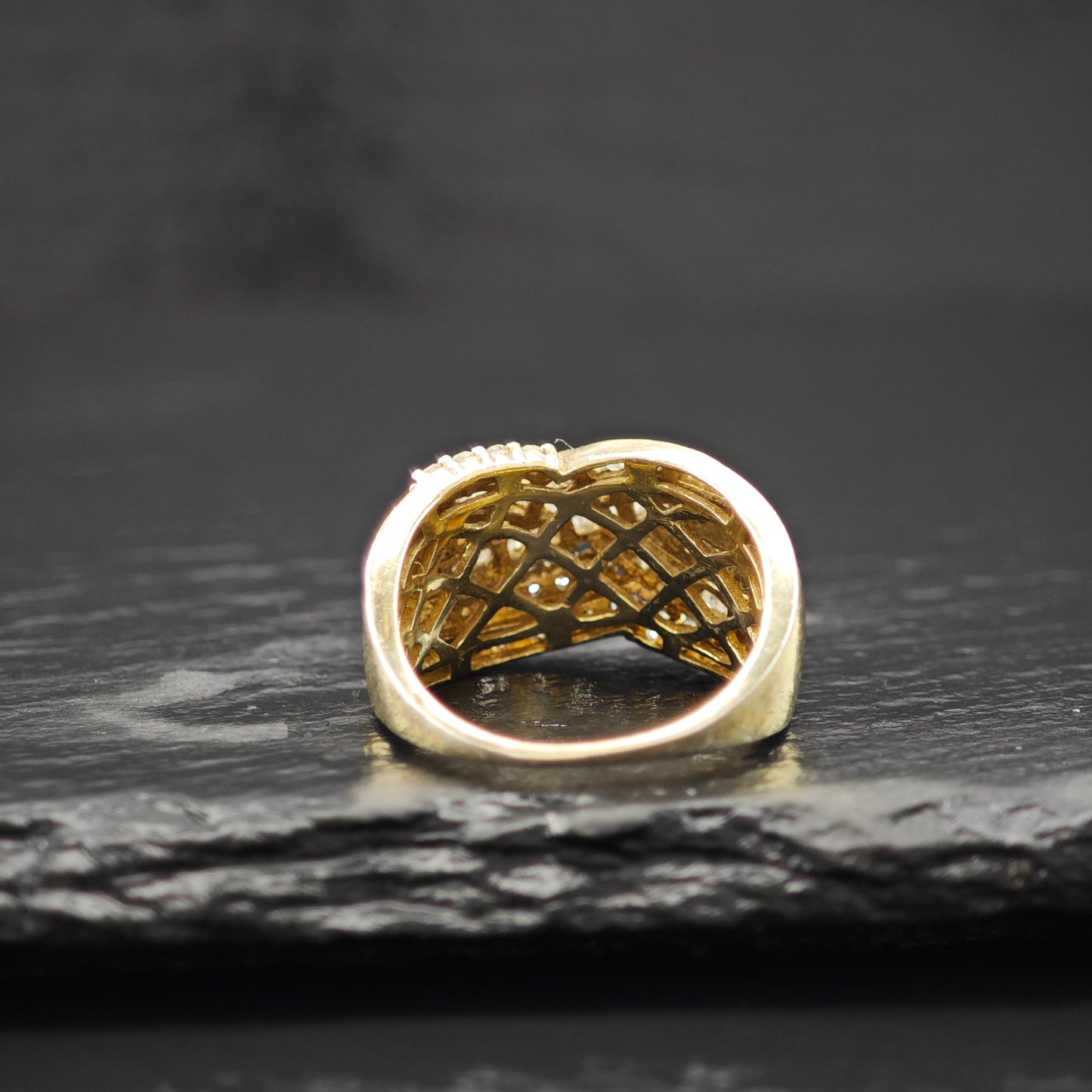 Diamond, Gold Plated Ring Sterling Silver Sz 8 1/2 R6278