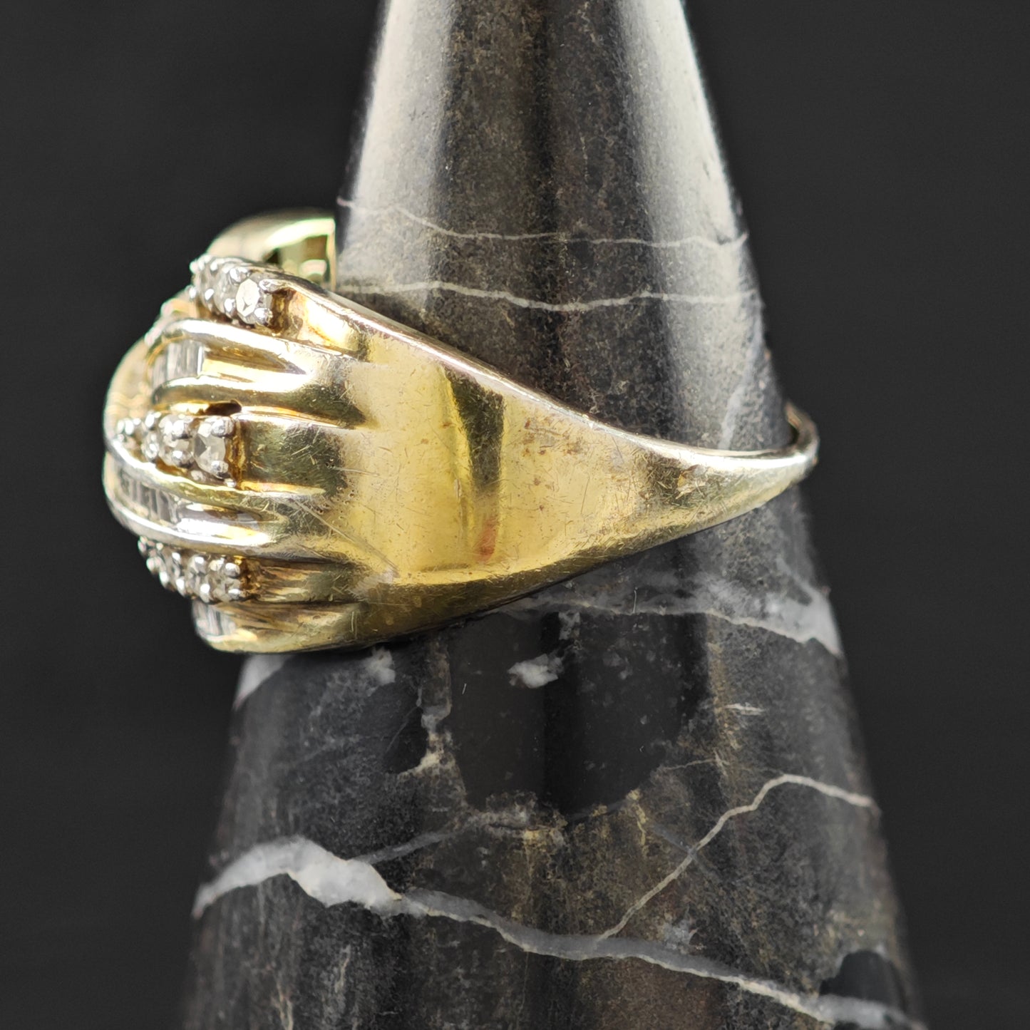 Diamond, Gold Plated Ring Sterling Silver Sz 8 1/2 R6278