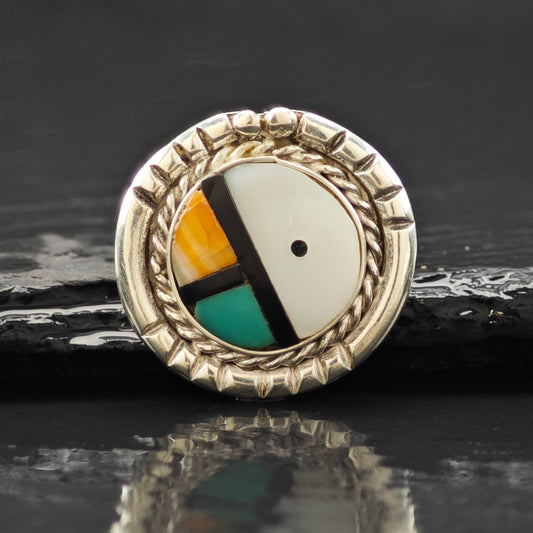 AS IS Sunface Inlay Ring Sterling Silver Sz 6 R6282