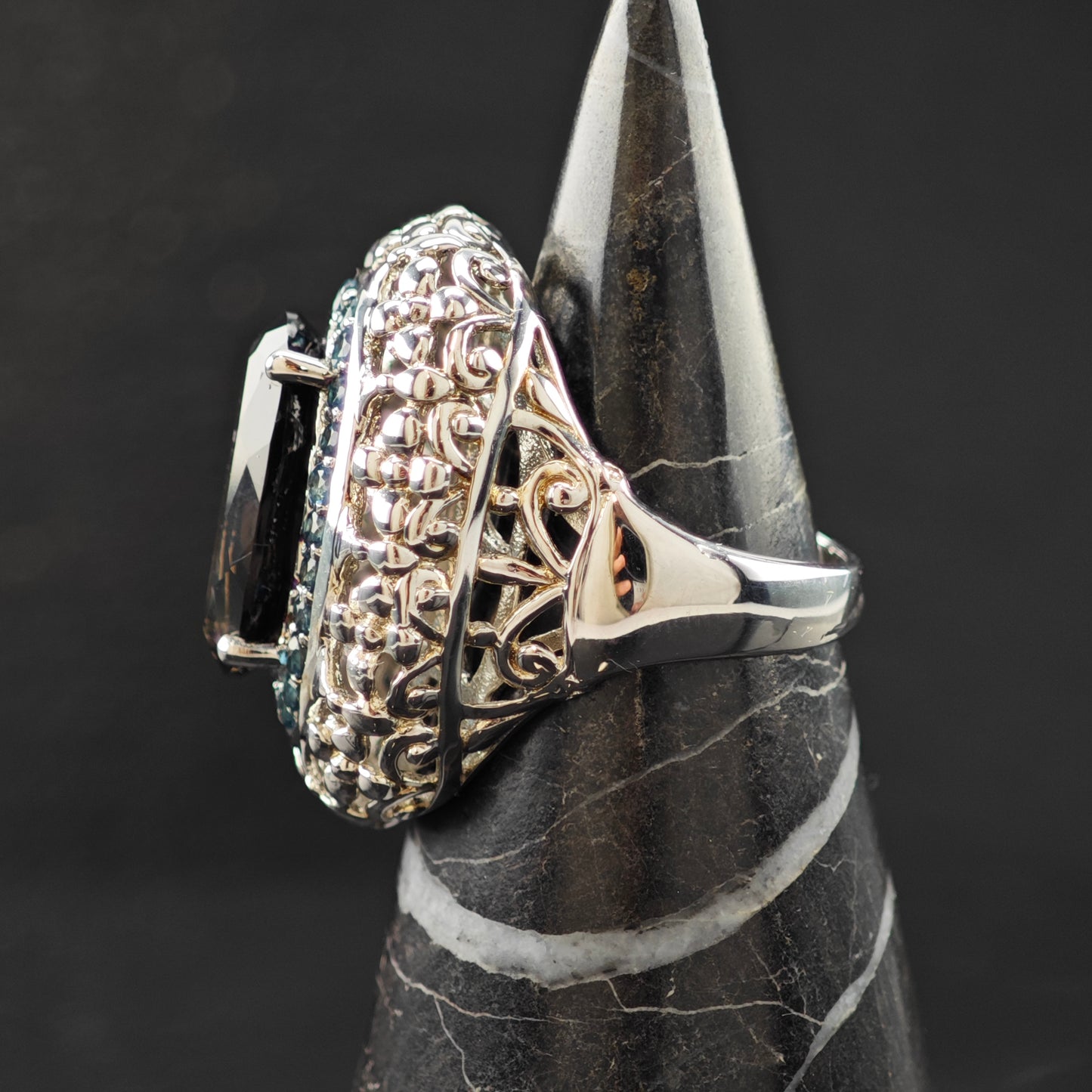 Smoky Quartz Topaz Ring Sterling Silver Sz 7 R6286