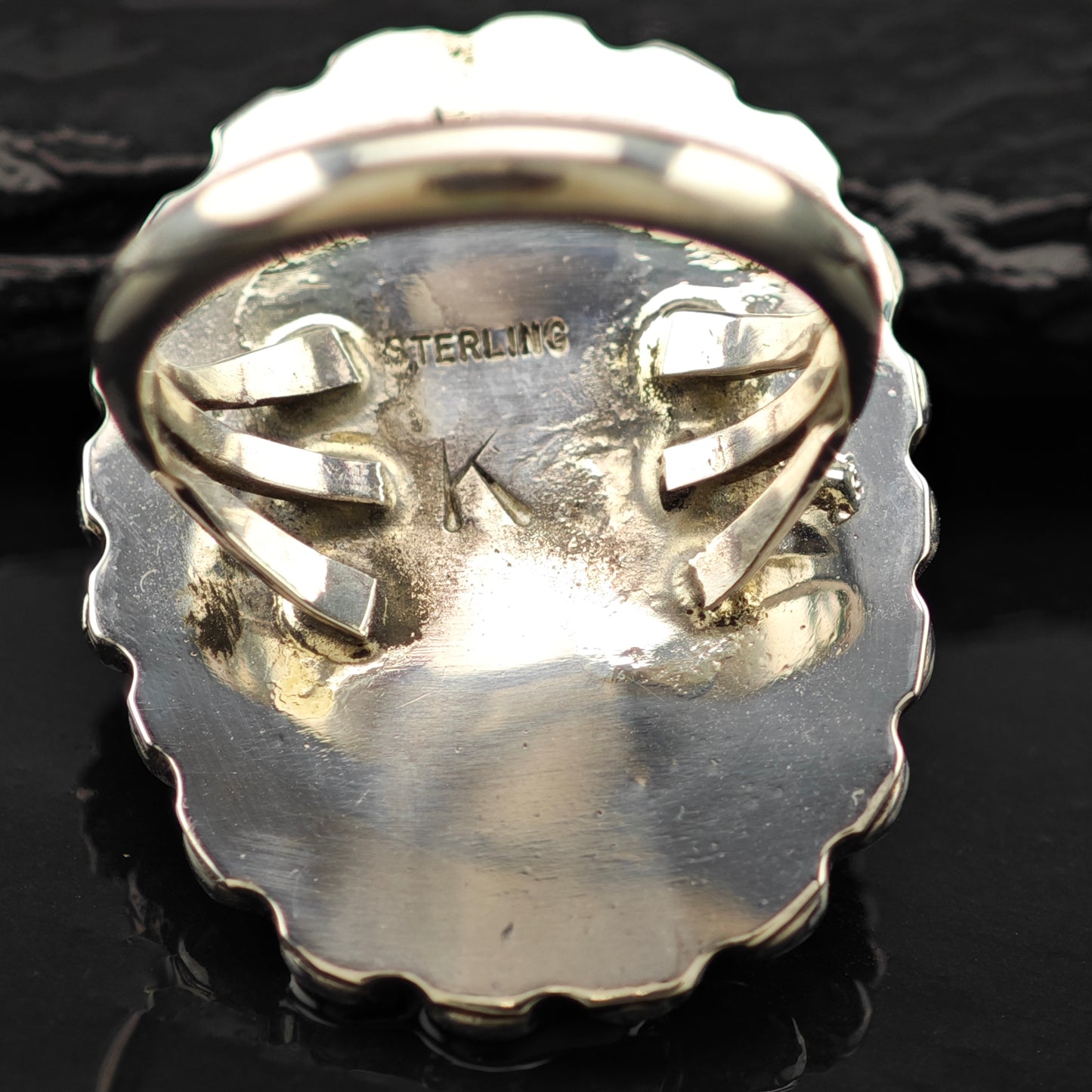 Oval Turquoise Sw Ring Sterling Silver Sz 9 R6288