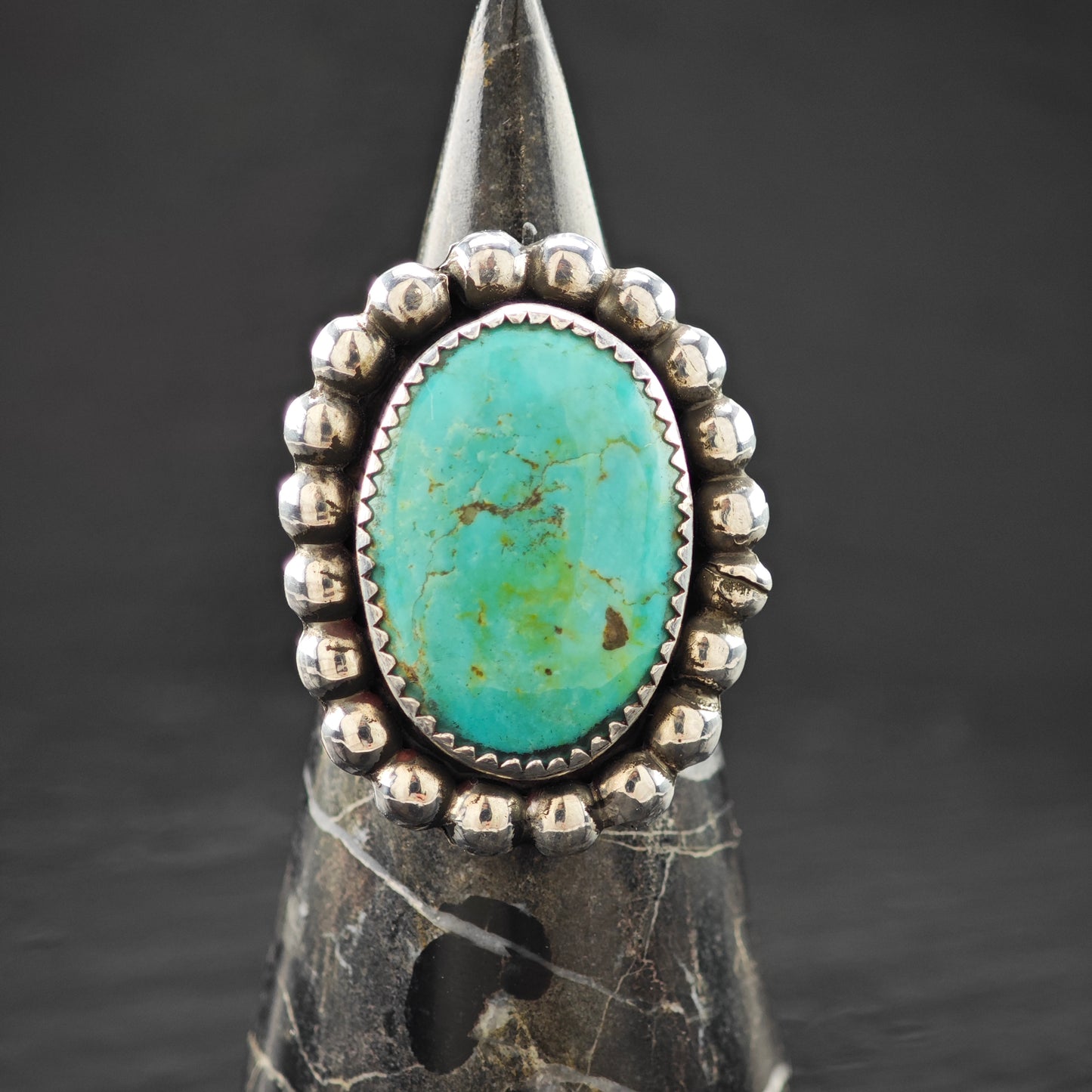 Oval Turquoise Sw Ring Sterling Silver Sz 9 R6288