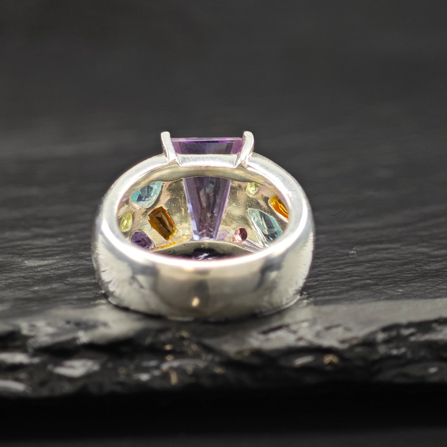 Fantasy Cut Amethyst Gemstone Ring Sterling Silver Sz 6 R6291
