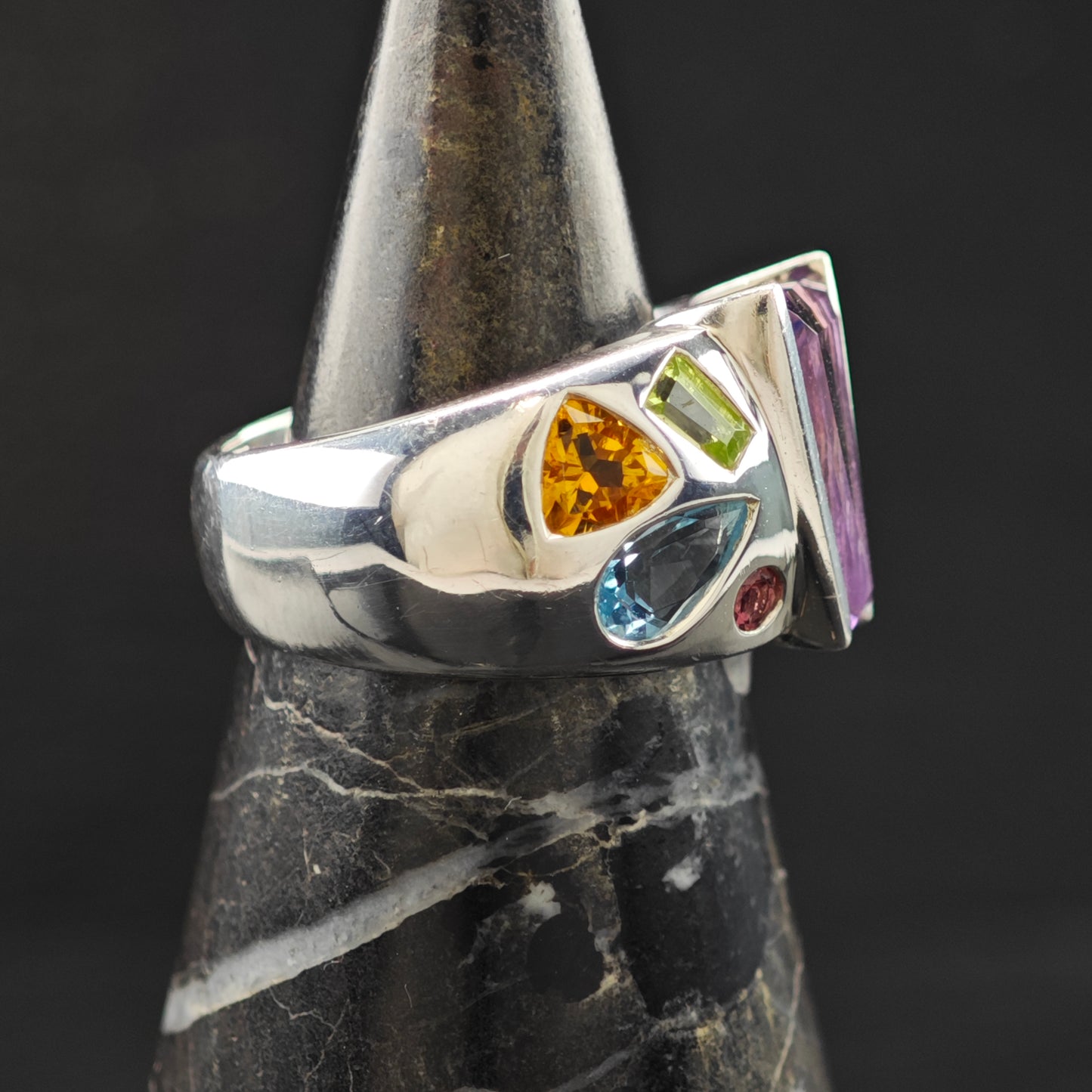Fantasy Cut Amethyst Gemstone Ring Sterling Silver Sz 6 R6291