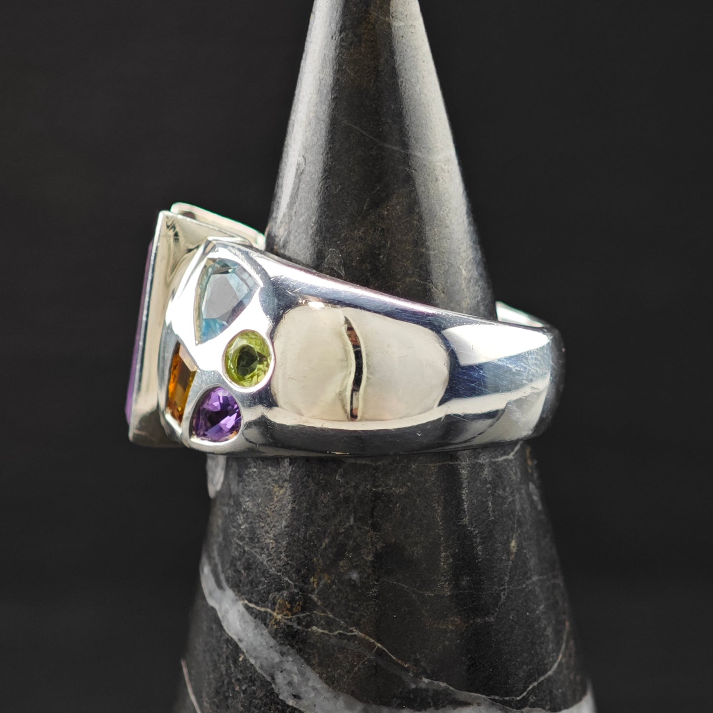 Fantasy Cut Amethyst Gemstone Ring Sterling Silver Sz 6 R6291