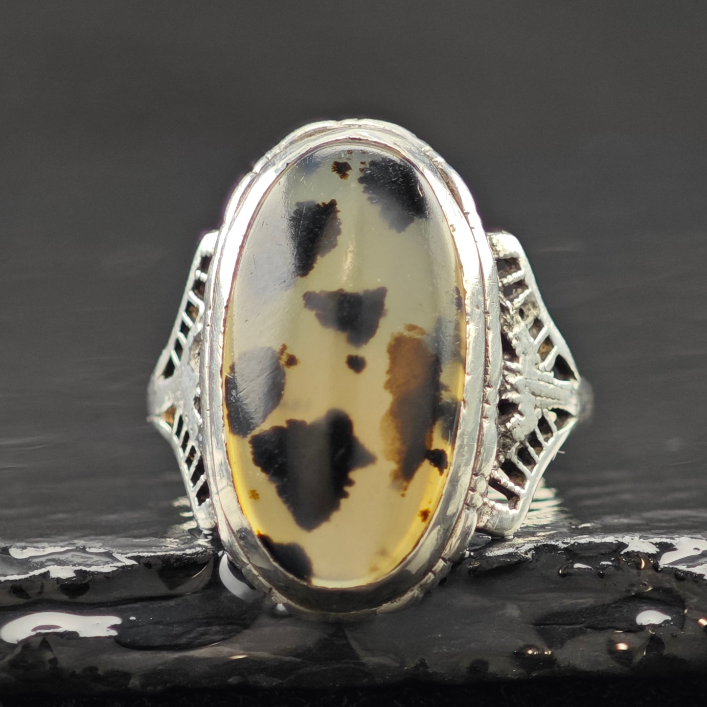 Montana Agate Ring Sterling Silver Sz 8 1/2 R6294
