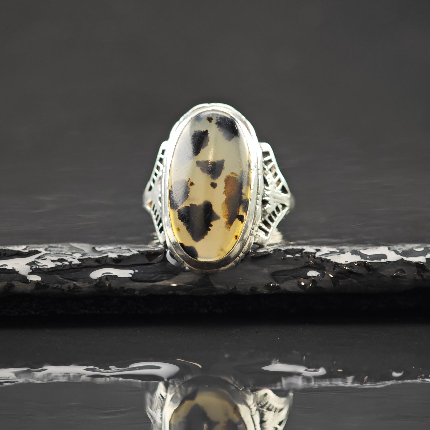 Montana Agate Ring Sterling Silver Sz 8 1/2 R6294