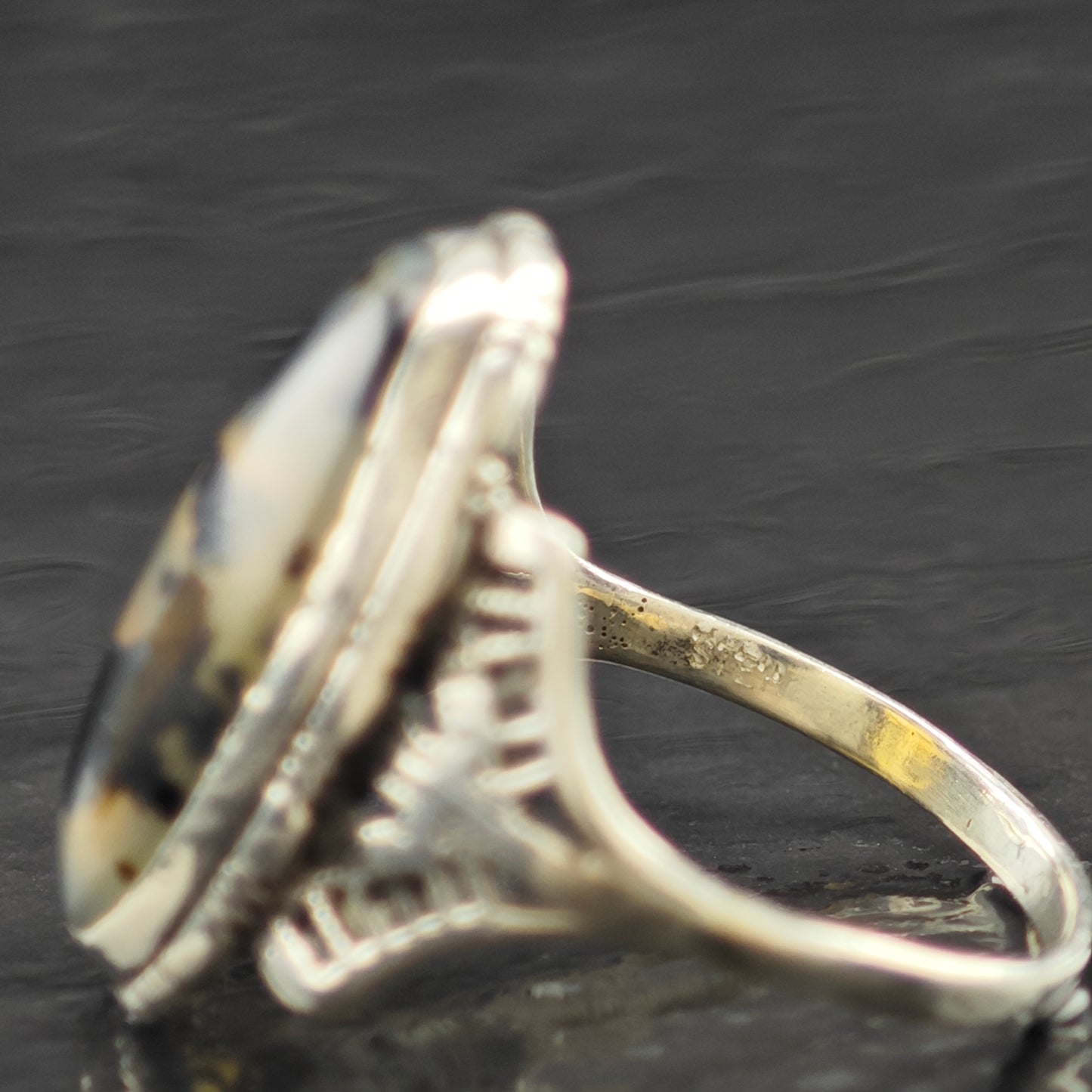 Montana Agate Ring Sterling Silver Sz 8 1/2 R6294