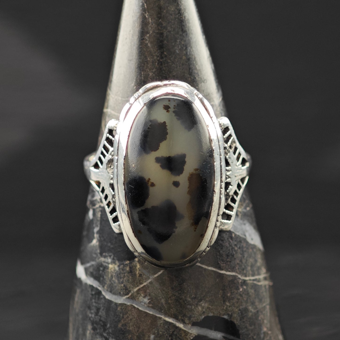 Montana Agate Ring Sterling Silver Sz 8 1/2 R6294