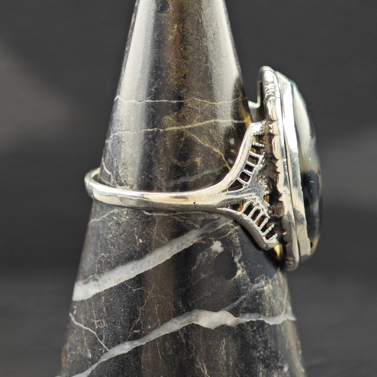 Montana Agate Ring Sterling Silver Sz 8 1/2 R6294