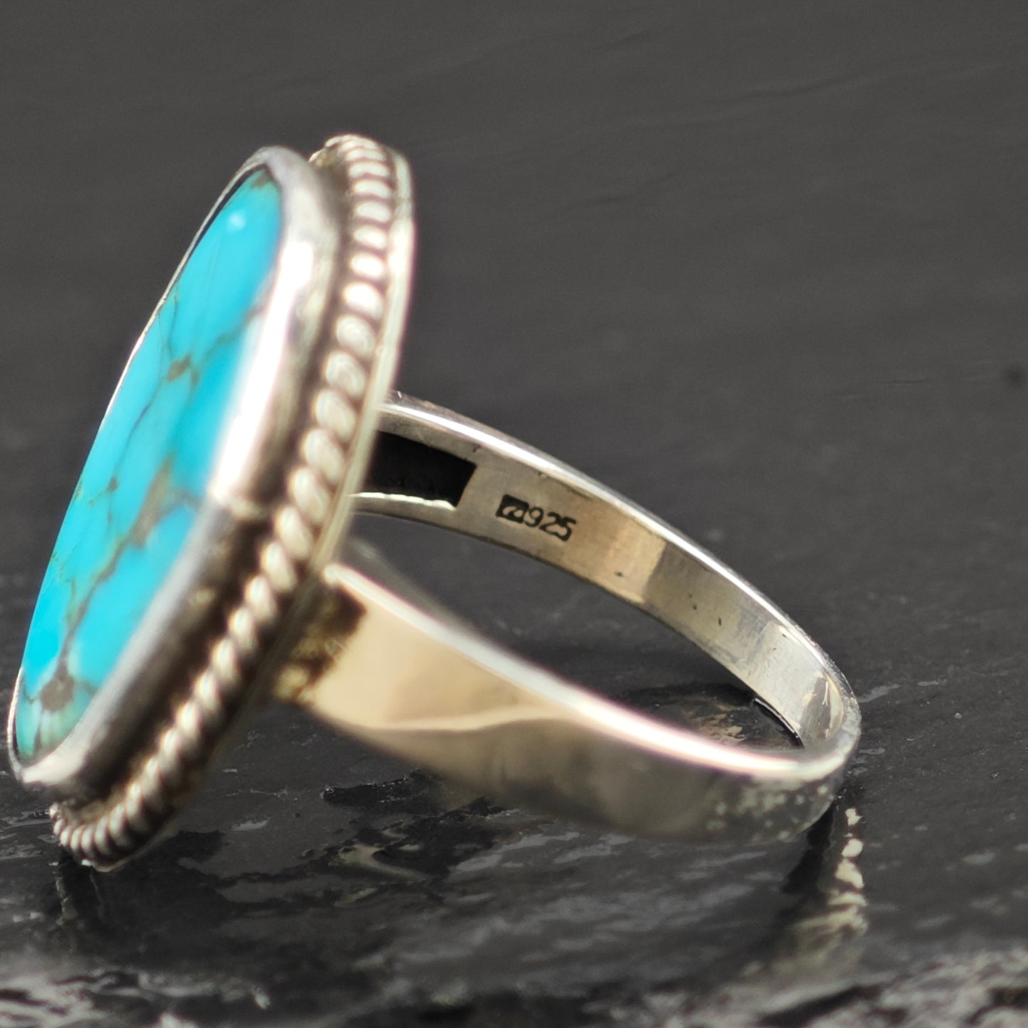 Rescued Turquoise Ring Sterling Silver Sz 6 1/2 R6296