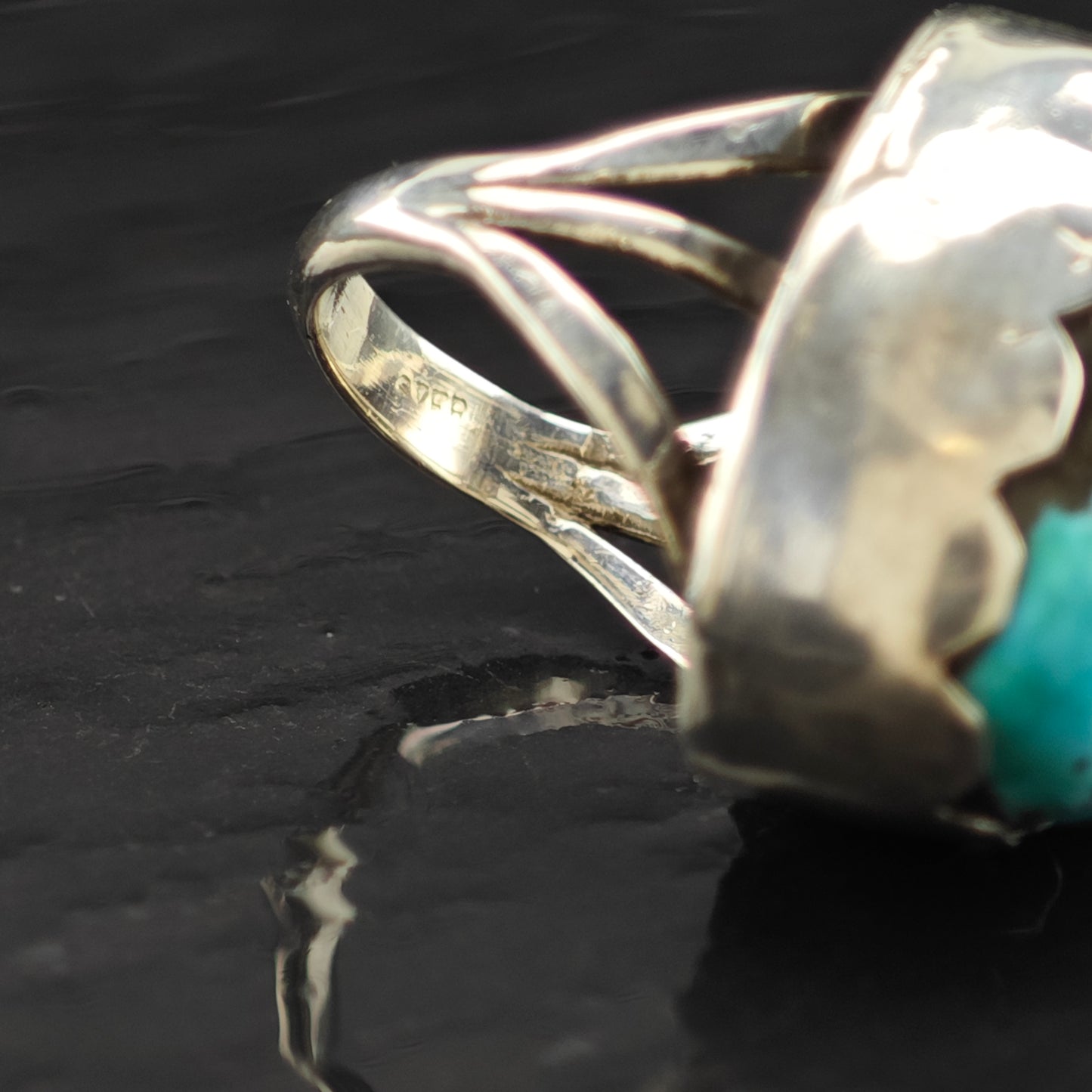 Sw Turquoise Ring Sterling Silver Sz 4 R6301