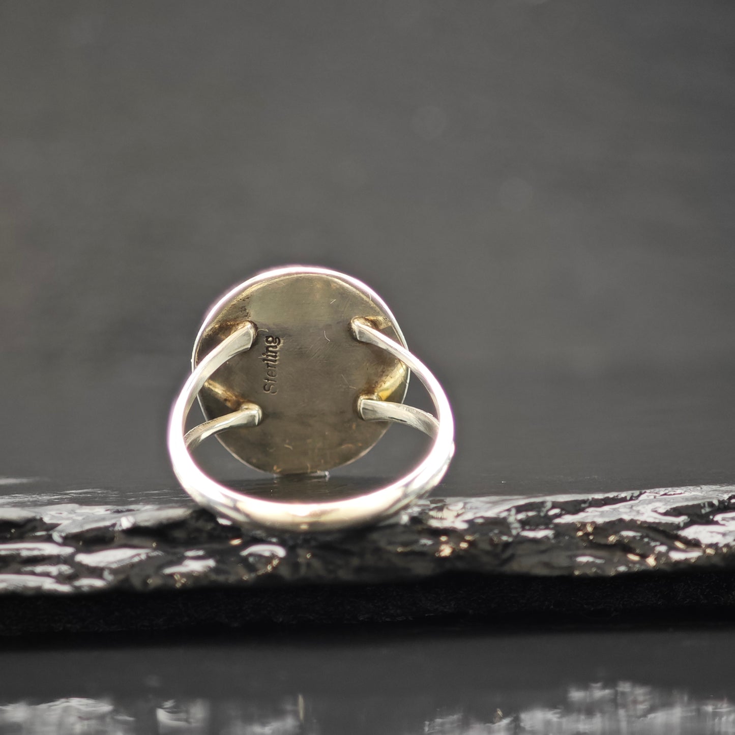 Lab Opal Sw Shadowbox Ring Sterling Silver Size 8 R6303