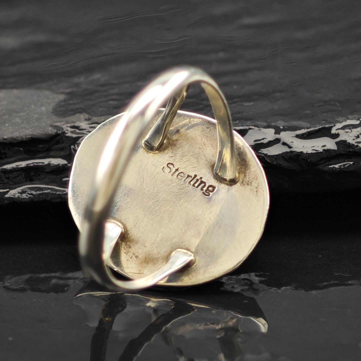 Lab Opal Sw Shadowbox Ring Sterling Silver Size 8 R6303